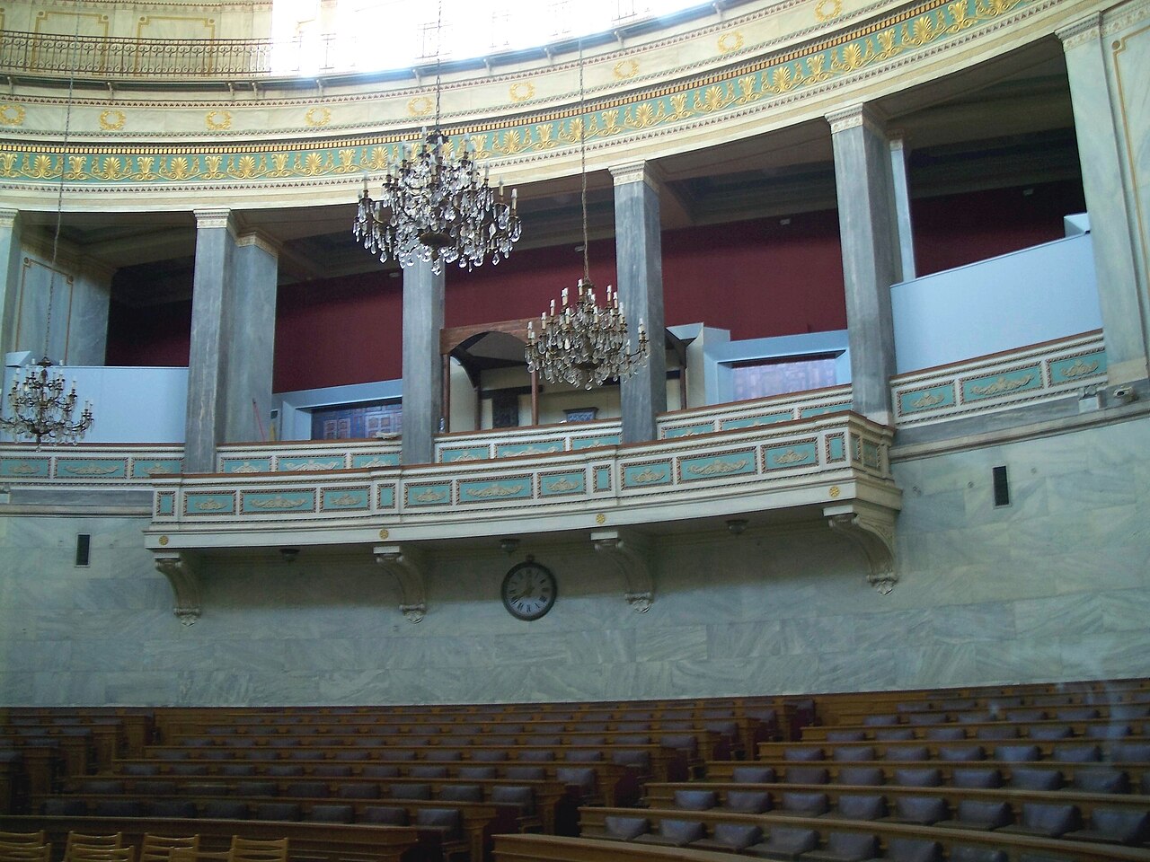 the old Greek parliament assembly hall inside the museum