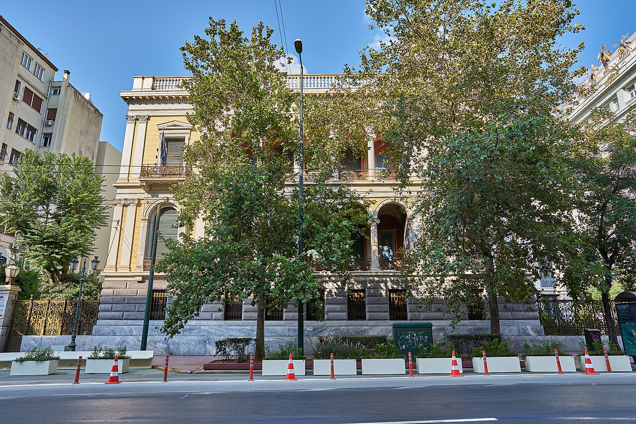 Iliou Melathron mansion exterior on Panepistimiou Street, Athens