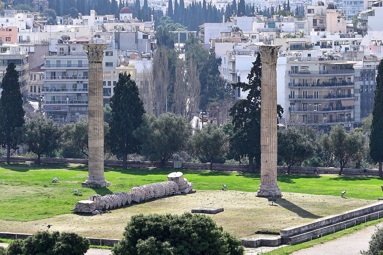 the fallen column drums of the Temple of Olympian Zeus